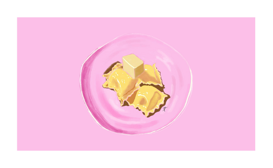 Ravioli Pasta Art Print (named: "Butter Soaked Ravioli")