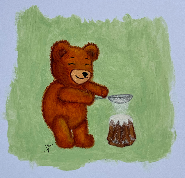 Jumbo Sticker - "Biscotto dusting a Pandoro with powdered sugar"