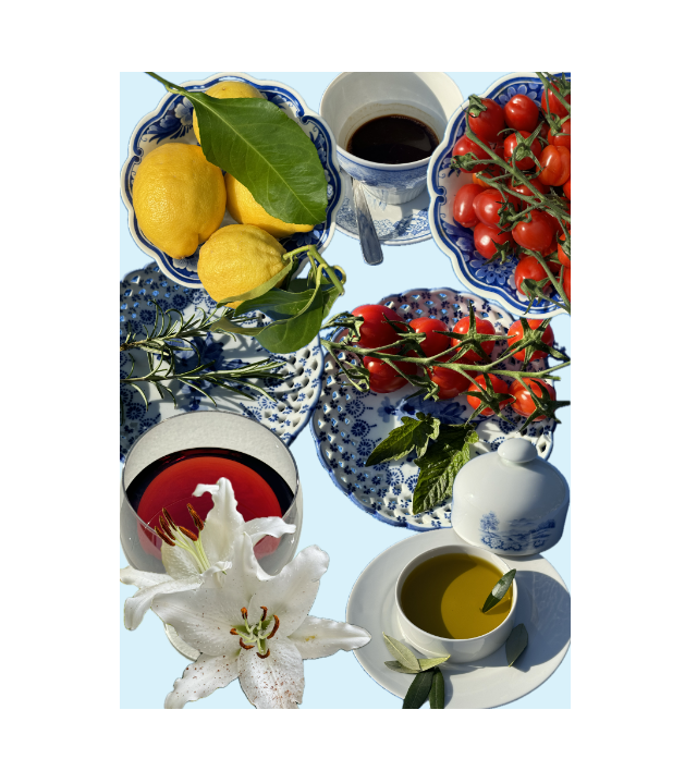 Jumbo Sticker "Italian Essence" - sky blue background